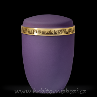 Ocelová urna s fialová se zlatým dekorem