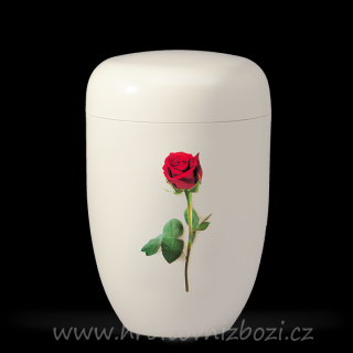 Ocelová urna s motivem růže