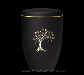 Urna ekologická černá s dekorem stromu