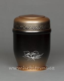 Urna hliníková černozlatá s kalou (Pohřební urna)
