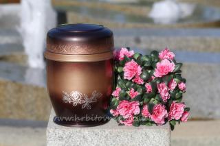 Urna hliníková kaštanové barvy s růží (Pohřební urna)