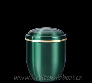 Urna mini měděná zelená se zlatým páskem