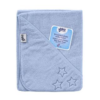 BIO bavlněná froté osuška s kapucí XKKO Organic 90x90 - Modrá s hvězdičkami (BIO bavlněná froté osuška s kapucí XKKO Organic 90x90 - Baby Blue Stars)