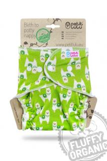 Kalhotková plena Fluffy Organic Petit Lulu PAT - Lamy na pastvě (Kalhotková plena jednovelikostní - patentky)