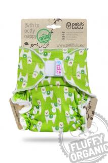 Kalhotková plena Fluffy Organic Petit Lulu SZ - Lamy na pastvě (Kalhotková plena jednovelikostní - suchý zip)