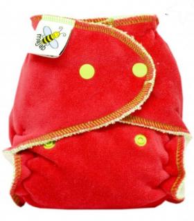 Noční novorozenecká kalhotková plena Majab PAT - Červená (jablíčková) (Kalhotková plenka noční novorozenecká Majab na patentky)