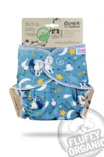 Noční plena kalhotková Fluffy Organic Petit Lulu PAT - Medvídci na měsíci (Maxi noční plena kalhotková - patentky)