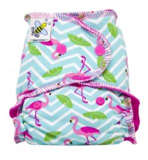 Novorozenecká kalhotková plena Majab PAT - Flamingo (Novorozenecká kalhotková plena na patentky Majab)