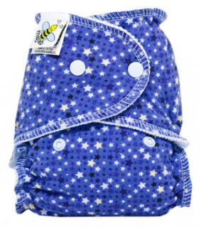 Novorozenecká kalhotková plena Majab PAT - Hvězdičky na modré (Novorozenecká kalhotková plena na patentky Majab)