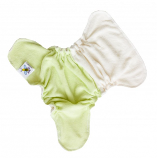 Novorozenecká kalhotková plena na snappi Majab - DUO Smetanová/světle zelená (Novorozenecká kalhotková plena na snappi sponku Majab)