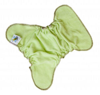 Novorozenecká kalhotková plena na snappi Majab - Světle zelená (hnědá) (Novorozenecká kalhotková plena na snappi sponku Majab)