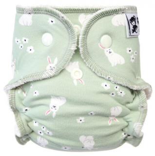 Novorozenecká plenka PAT Anavy - Jarní králíčci (mentol) (Novorozenecká plena, plenka kalhotková na patentky Anavy)
