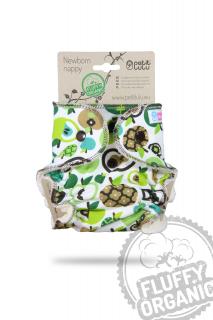 Novorozenecká plenka Petit Lulu Fluffy Organic - Jablka (zelená) (Novorozenecká plena, plenka Petit Lulu kalhotková)