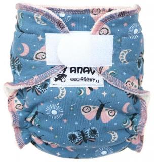 Novorozenecká plenka SZ Anavy - Noční motýl (Novorozenecká plena, plenka kalhotková na suchý zip Anavy)