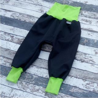 Softshellové kalhoty Yháček vel. 104 (JARNÍ/PODZIMNÍ) - ČERNÉ (zelená) (Softshellové kalhoty Yháček verze jarní softshell)