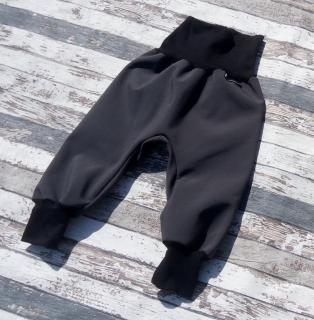 Softshellové kalhoty Yháček vel. 104 (ZIMNÍ) - Šedé (černá) (Softshellové kalhoty Yháček verze zimní softshell)