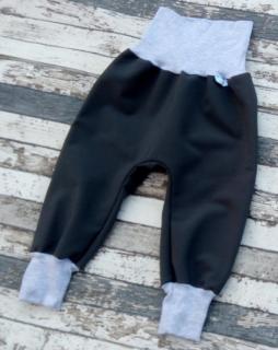 Softshellové kalhoty Yháček vel. 98 (JARNÍ/PODZIMNÍ) - ČERNÁ (šedé melé) (Softshellové kalhoty Yháček verze jarní softshell vel. 98)