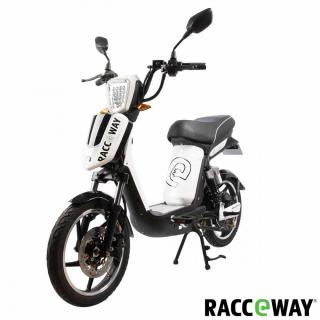 Elektroskútr RACCEWAY® E-BABETA®, bílá (motor 250W, rychlost 25km/h, dojezd 45km, šlapací pedály, led osvětlení, olověná vyjímatelná baterie, dálkové ovládání s alarmem, nosnost 120kg)