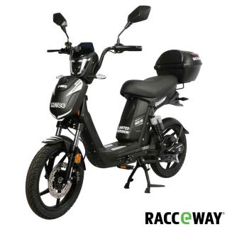 Elektroskútr RACCEWAY® E-BABETA® LIMITOVANÁ EDICE vč.kufru a nosiče, černá (motor 250W, rychlost 25km/h, Li baterie, dojezd až 100km, stavitelné tlumiče, pedály, led osvětlení, Lithiová vyjímatelná baterie, dálkové ovládání s alarmem, nosnost 120kg)