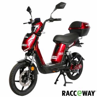 Elektroskútr RACCEWAY® E-BABETA® LIMITOVANÁ EDICE vč.kufru a nosiče, vínová (motor 250W, rychlost 25km/h, Li baterie, dojezd až 100km, stavitelné tlumiče, pedály, led osvětlení, Lithiová vyjímatelná baterie, dálkové ovládání s alarmem, nosnost 120kg)