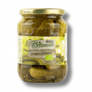 BIONOVA | Bio Sladkokyselé nakládané okurky Obsah: 670 g