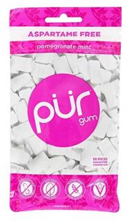 Přírodní žvýkačky bez aspartamu a cukru - Pomegranate Mint| PÜR Obsah: 55 ks