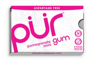 Přírodní žvýkačky bez aspartamu a cukru - Pomegranate Mint| PÜR Obsah: 9 ks