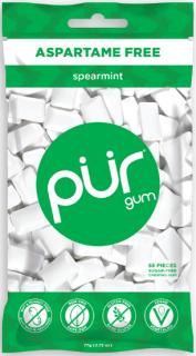 Přírodní žvýkačky bez aspartamu a cukru - Spearmint| PÜR Obsah: 55 ks