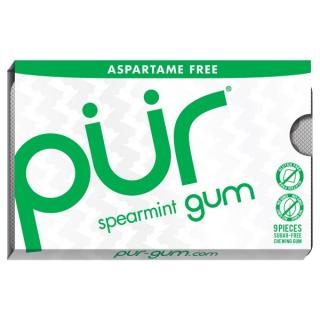 Přírodní žvýkačky bez aspartamu a cukru - Spearmint| PÜR Obsah: 9 ks