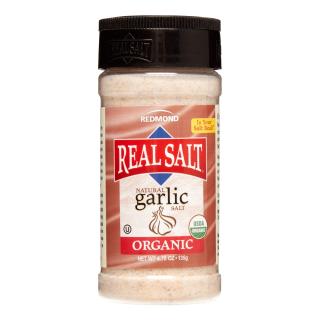 Real Salt™ - Ochucená mořská sůl  Jemně mletá s bio česnekem Obsah: 135 g