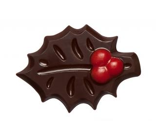 Čokoládová cesmína 3D d. 4,2cm (hořko-červená) (1 kus)