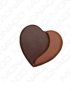 Čokoládové srdce Duo Hearts v.3,4cm (hořko-mléčné) (1 kus)