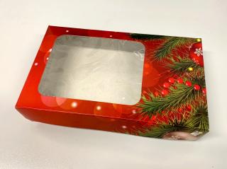 Vánoční krabice na cukroví červená (25 x 15 x 5 cm)  (1 kus)