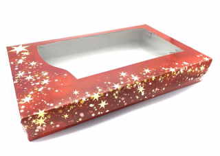 Vánoční krabice na cukroví červená (36 x 22 x 5 cm)