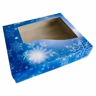 Vánoční krabice na cukroví modrá (25 x 22 x 5 cm)  (1 kus)