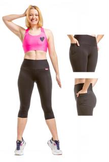 Dámské legíny s kapsami černé 3/4 Legíny velikost: XXL/XXXL