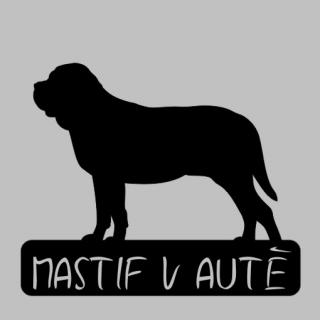Mastif v autě - možno jméno ZDARMA (samolepka mastif)