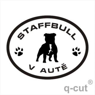 Staffbull v autě (samolepka staffordšírský bullteriér)