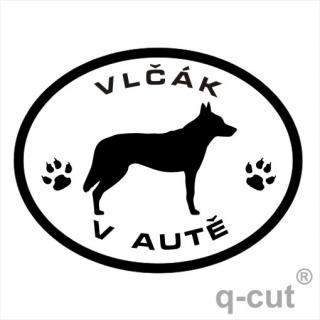 Vlčák v autě (samolepka československý vlčák)