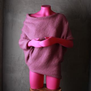 Asymetrický svetr ROSE PINK velikost: M-L