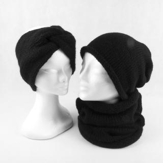 EXTRA SET čelenka + čepice + nákrčník Extravagart.BASIC BARVA: black