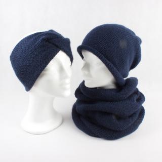 EXTRA SET čelenka + čepice + nákrčník Extravagart.BASIC BARVA: dark blue