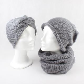 EXTRA SET čelenka + čepice + nákrčník Extravagart.BASIC BARVA: grey