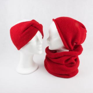 EXTRA SET čelenka + čepice + nákrčník Extravagart.BASIC BARVA: red