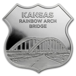 Icons of Route 66 Kansas Rainbow Bridge 1 oz
