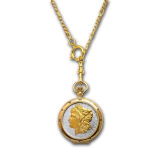 Luxusní kapesní hodinky Morgan Dollar Zlacené