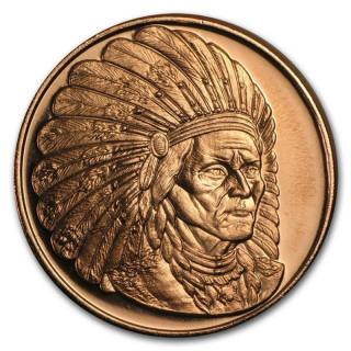 Měděná medaile 1 oz Indiánský Náčelník Sedící Býk