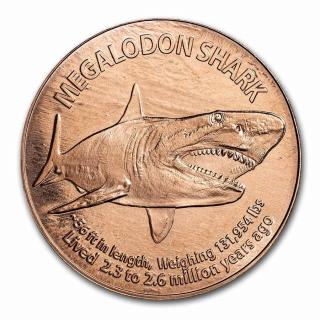 Měděná medaile 1 oz Žralok Megalodon