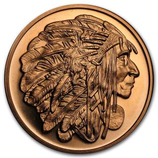 Měděná mince 1 oz Indián Chief