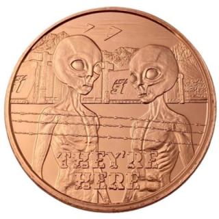 Měděná mince 1 oz Oni jsou tady Area 51